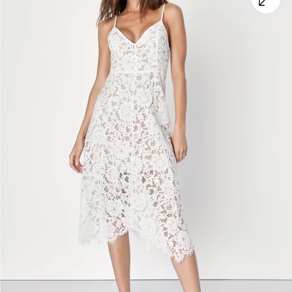 Stylish White Lace Midi Dress
